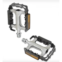 OPTIMIZ PEDALE VTT ALU ARGENT / NOIR (PR) (CALE-PIEDS ADAPTABLE)