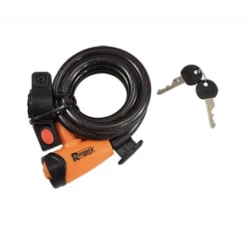 ANTIVOL VELO SPIRAL A CLE D12 X 1.50M RANGERS NOIR / ORANGE AVEC SUPPORT