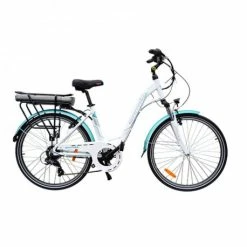 VELO ELECTRIQUE CARRAT 26" FEMME ELETTRA T44 BLANC MAT / VERT